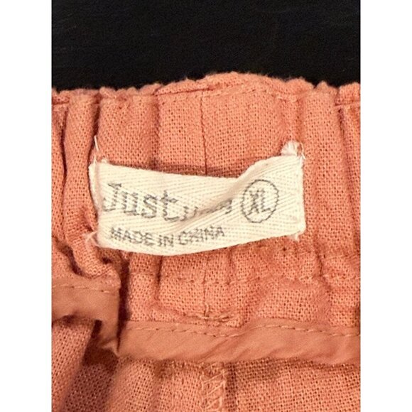 Just Living Linen Blend Womens XL Wide Leg Pumpkin Orange Drawstring Pants - Picture 6 of 11
